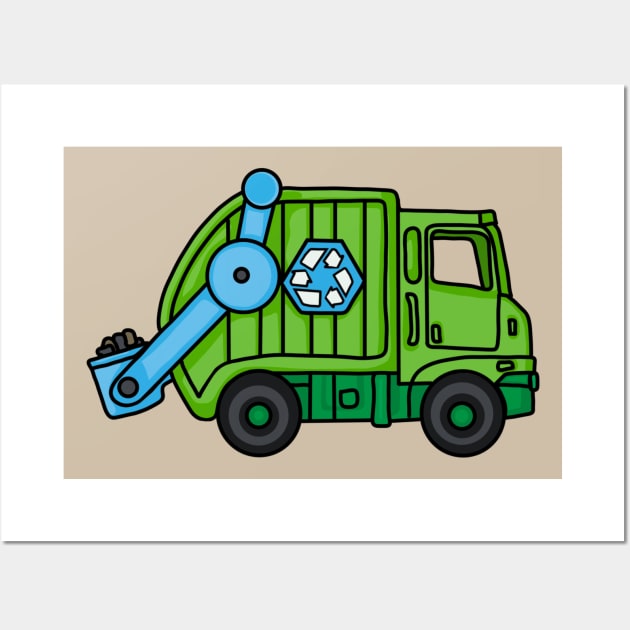 Toy Recycling Truck Wall Art by Slightly Unhinged